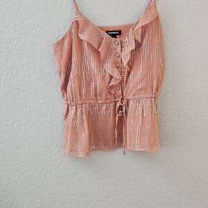 Express Women's Peach Ruffle Blouse